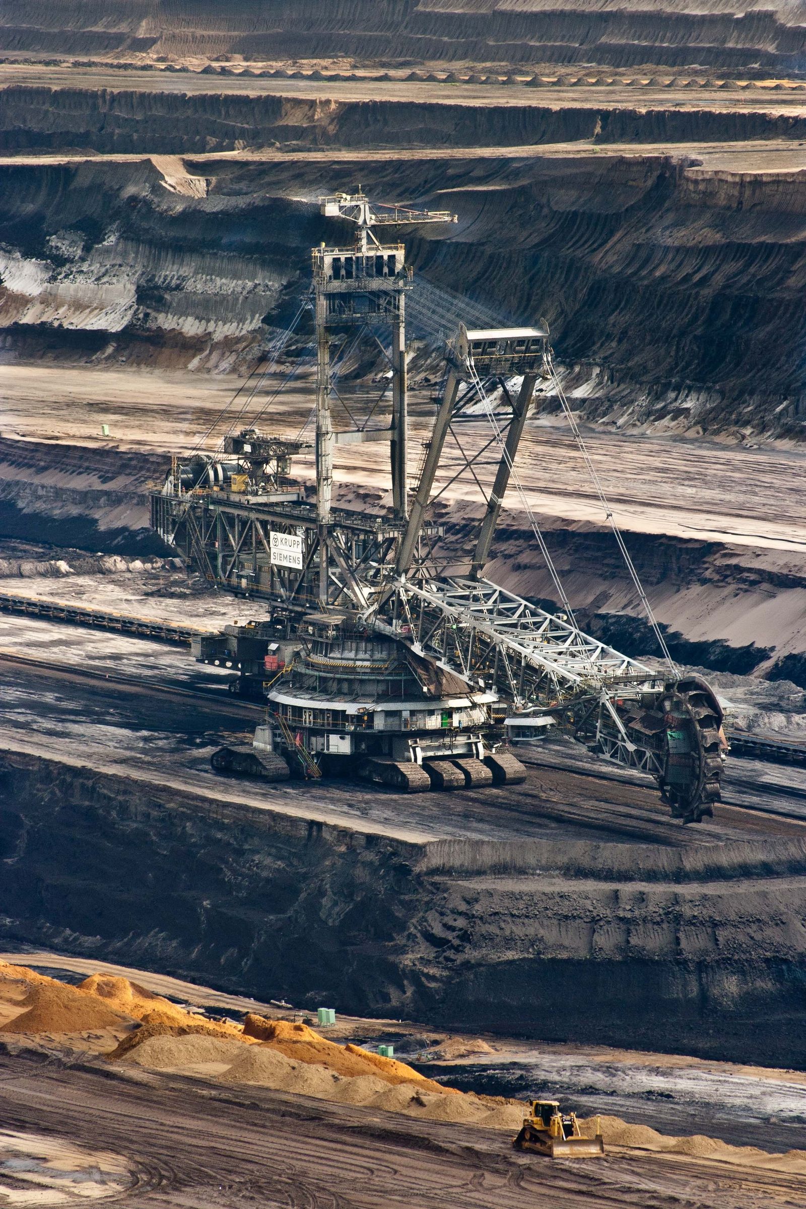 Bucket-wheel excavator operating in a large open-pit mine